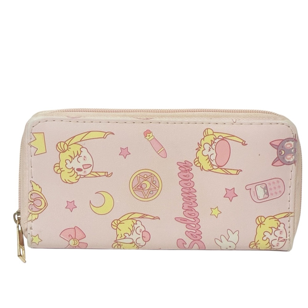 Sailor Moon Anime Pink‎ Character Full Zip Multi Card Wallet